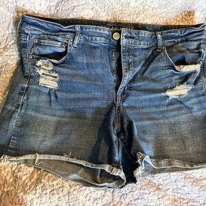 American Eagle Outfitters Blue Distressed Jean Shorts